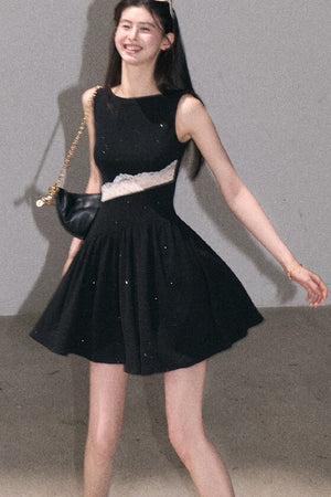 Gilded Lace Waist-Cinching Dress