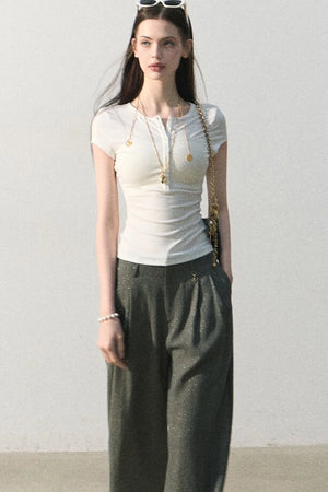 Gilded Linen Draped Pants