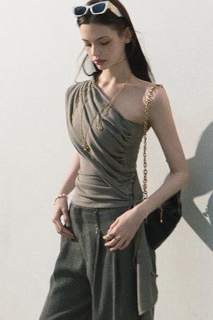 Gilded Linen Draped Pants