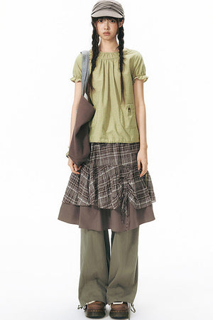 Girly Puff-Sleeved Round-Neck Shirt