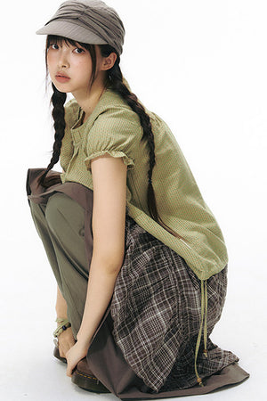 Girly Puff-Sleeved Round-Neck Shirt