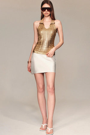 Gold Knit Halter Top