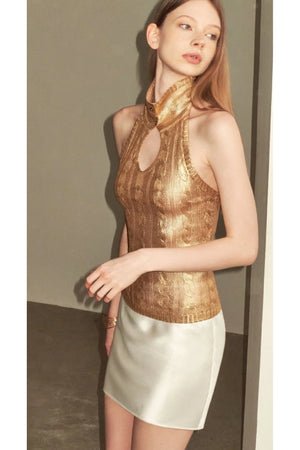 Gold Knit Halter Top