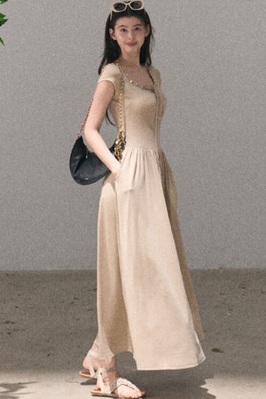 Gold-Spattered Lyocell Knit Dress