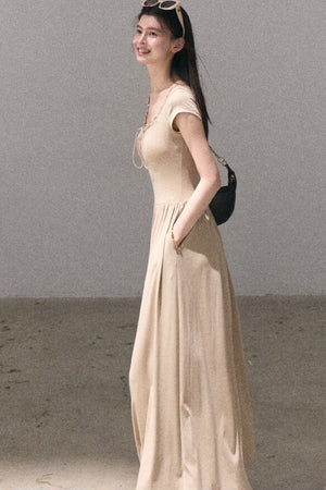 Gold-Spattered Lyocell Knit Dress