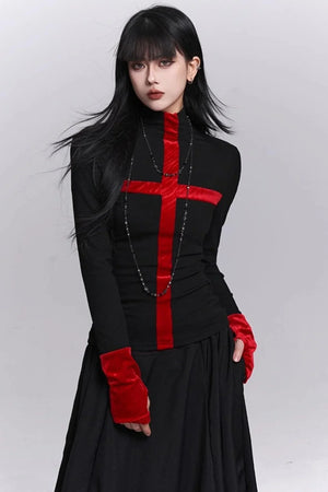 Gothic Cross Collar Top