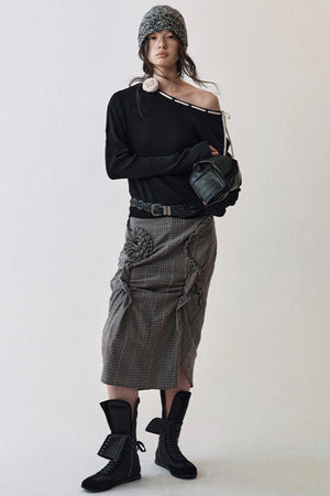 Gothic Plaid Flower Shirt & Skirt Set-Up