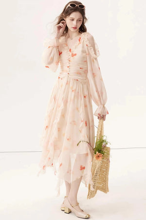 Gradient Chiffon Off-Shoulder Dress