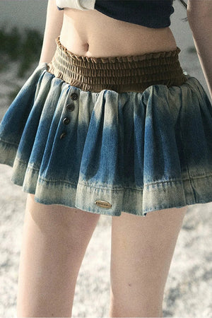 Gradient Denim A-Line Skirt