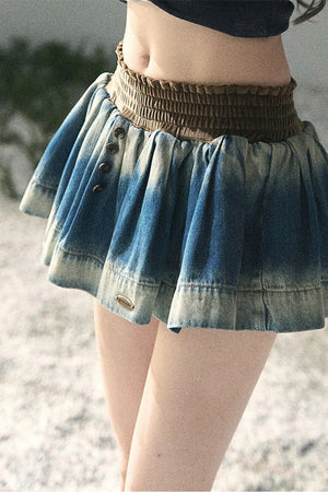 Gradient Denim A-Line Skirt