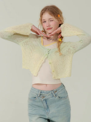 Gradient Hollow Knitted Top