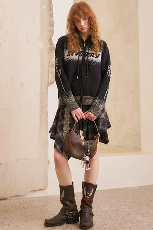 Gradient Jacquard Black Knit Jacket