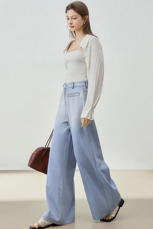 Gradient Loose Wide-Leg Jeans