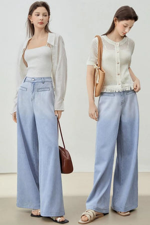 Gradient Loose Wide-Leg Jeans