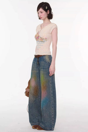 Gradient Rainbow Denim Pants