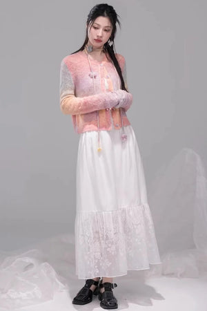 Gradient Rainbow Wool Cardigan