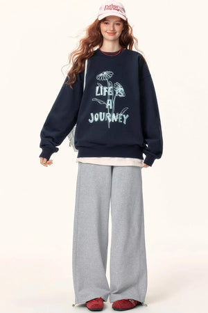 Graffiti Embroidered Color-Blocked Sweater