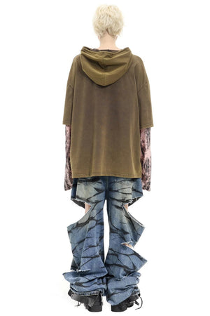 Graffiti Layered Distressed Jeans