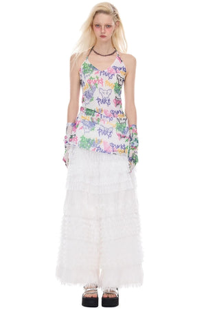 Graffiti Pen Halter Necklace Dress