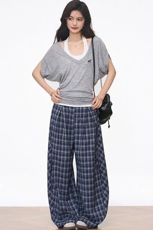 Gray Batwing Blouse Ensemble Set-Up