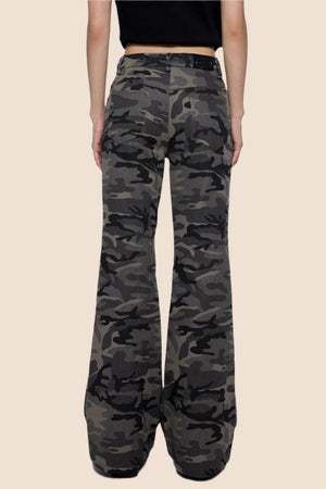 Gray Camouflage Flare Jeans
