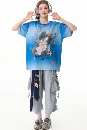 Gray Drawstring Pocket Wide Leg Sweatpants