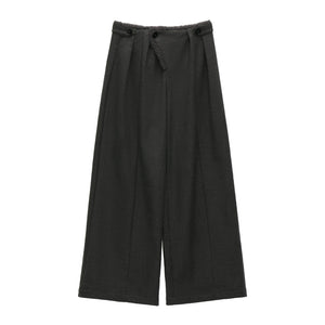 Gray Fleece Wide-Leg Pants