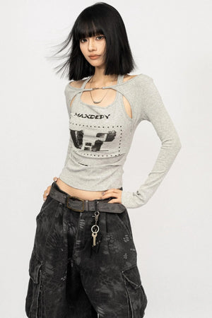 Gray Halterneck Top