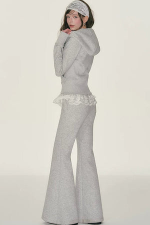 Gray Hooded Jacket Trousers Set-Up
