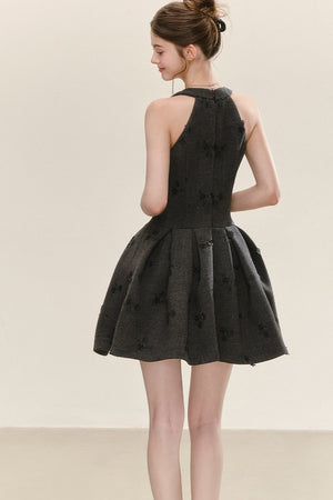 Gray Jacquard Sleeveless Dress