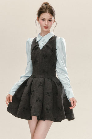 Gray Jacquard Sleeveless Dress