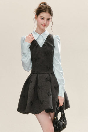Gray Jacquard Sleeveless Dress