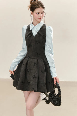 Gray Jacquard Sleeveless Dress