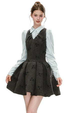 Gray Jacquard Sleeveless Dress