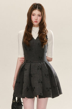 Gray Jacquard Sleeveless Dress