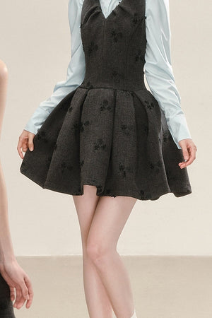 Gray Jacquard Sleeveless Dress