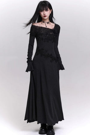 Gray Off-Shoulder Knitted Dress