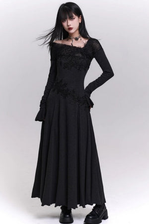 Gray Off-Shoulder Knitted Dress