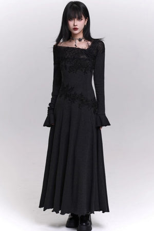Gray Off-Shoulder Knitted Dress