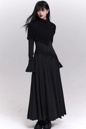 Gray Off-Shoulder Knitted Dress