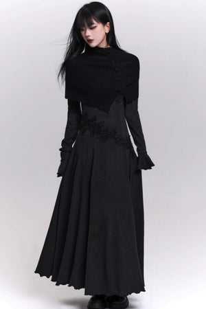 Gray Off-Shoulder Knitted Dress