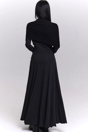 Gray Off-Shoulder Knitted Dress