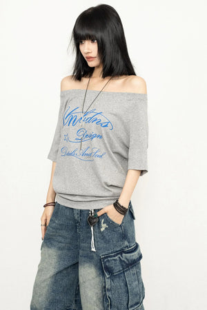 Gray One-Shoulder Top