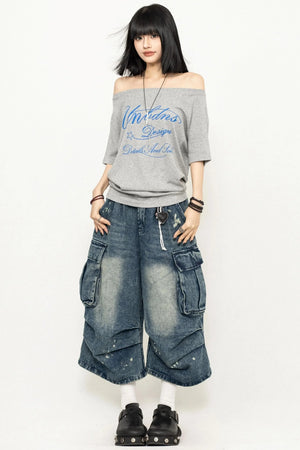Gray One-Shoulder Top