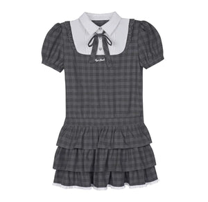 Gray Plaid Cake Dress Set-Up
