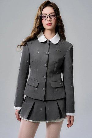 Gray Pleated Skirt Set-Up