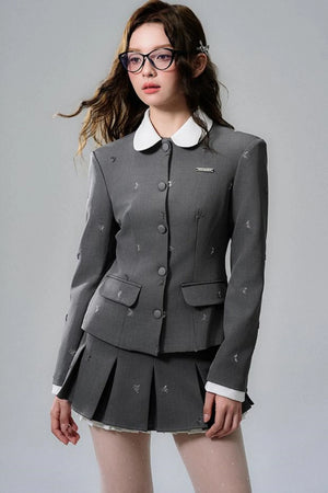 Gray Pleated Skirt Set-Up