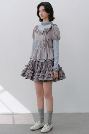 Gray Polka Dot Knitted Shirt Set-Up