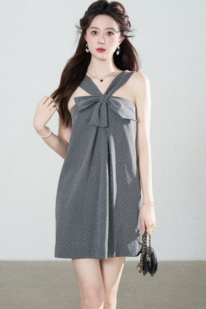 Gray Polka Dot Suspender Dress