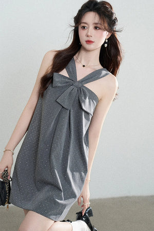 Gray Polka Dot Suspender Dress